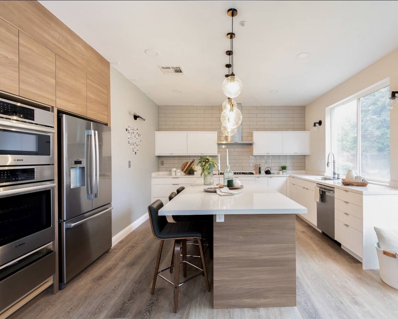 Kitchen with a fridge