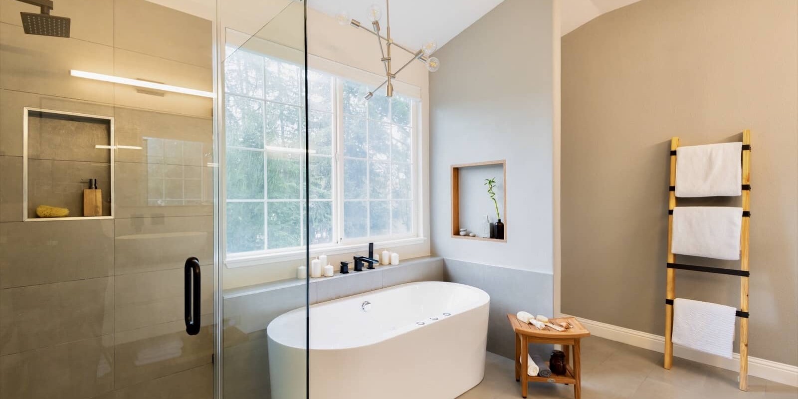 Large bathroom with a window