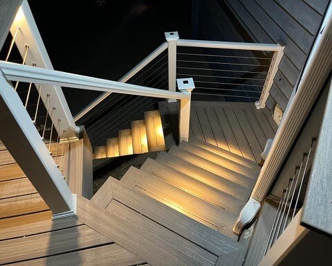 Wooden staircase leading down