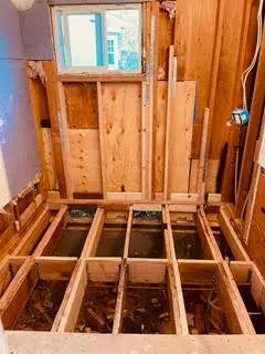 wooden framing within a house